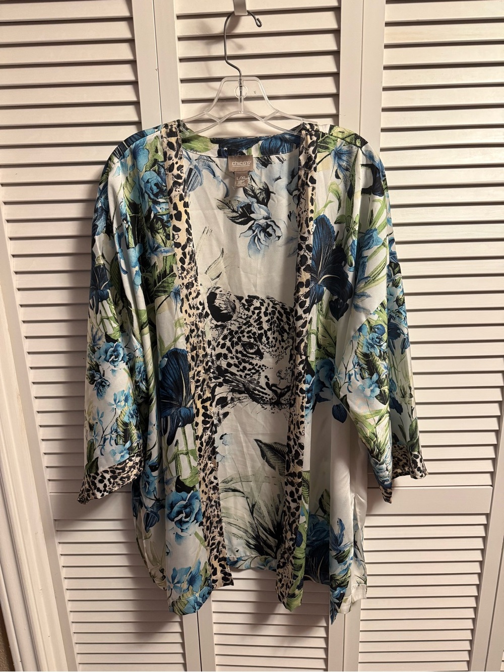 Chico's lightweight Animal Print Kimono Jacket size L/XL